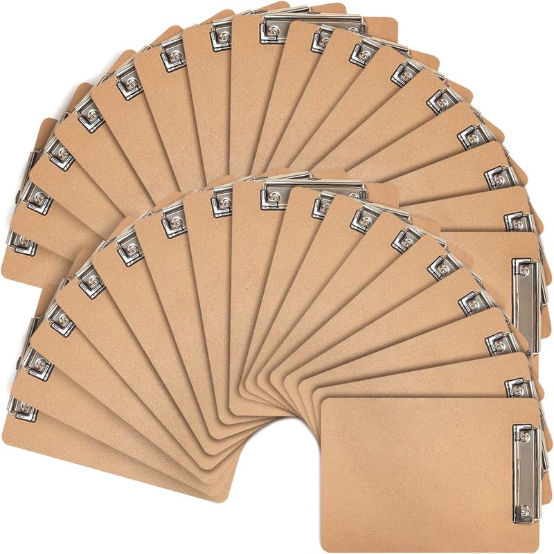 Uzant Mini Clipboards, 32 Pack 6" x 9" Small Clipboards Bulk, Wooden Memo Mini Clip Boards with Low Profile Clip, Hanging Loop for Office Home Classroom Supplies - Image 1
